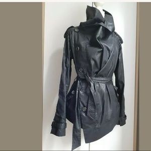 All Saints Black Pimlico Jacket Coated Cotton